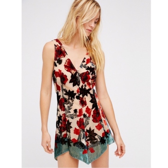 Free people velvet burn out Slip Dress EUC sz XS - Picture 1 of 3